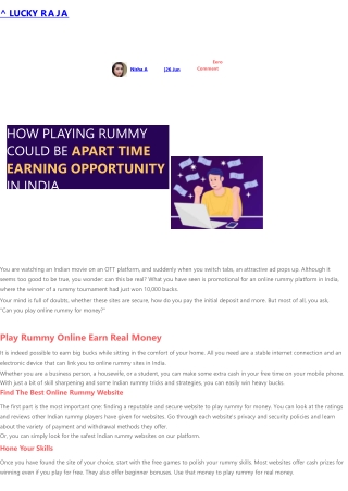 How Playing Rummy Could Be A Part Time Earning Opportunity In India