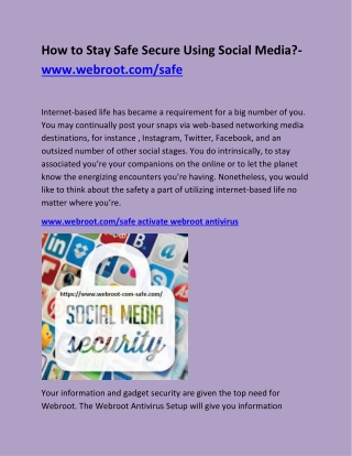 How to Stay Safe Secure Using Social Media?- www.webroot.com/safe