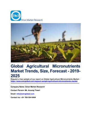 Global Agricultural Micronutrients Market Trends, Size, Forecast - 2019-2025