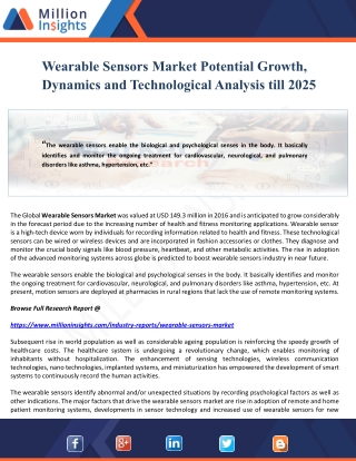 Wearable Sensors Market Potential Growth, Dynamics and Technological Analysis till 2025