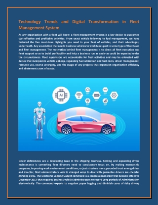 Technology Trends and Digital Transformation in Fleet Management System