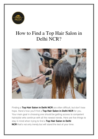 How to Find a Top Hair Salon in Delhi NCR?