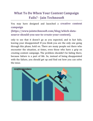 What To Do When Your Content Campaign Fails - Jain Technosoft