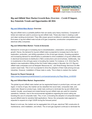 Rig and Oilfield Mats Market Growth Rate  helps to touch a new level in Upcoming Year