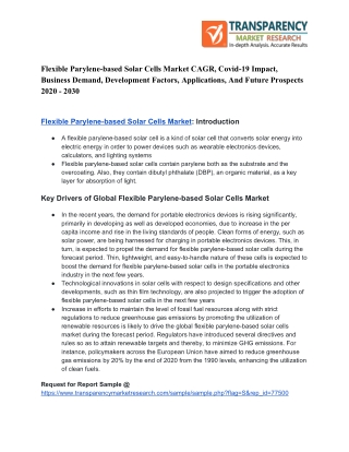 Flexible Parylene-based Solar Cells Market CAGR, Demand Analysis and Future Opportunity Evaluation, Top Companies, Trend