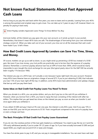 The 15-Second Trick For Bad Credit Loans Approved By Lenders