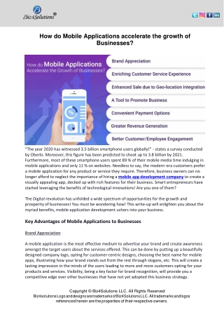 How do Mobile Applications accelerate the growth of Businesses
