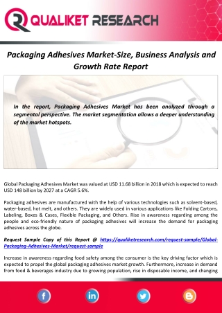 Packaging Adhesives Market Major Impacting Factors to Growth of the Industry by Key Players