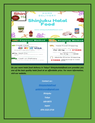 Halal food delivery tokyo | Shinjukuhalalfood.com