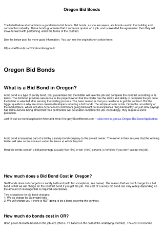 Oregon Bid Bonds