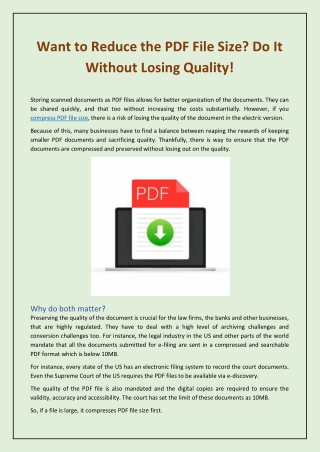 Want to Reduce the PDF File Size? Do It Without Losing Quality!