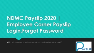 NDMC Payslip 2020 | Employee Corner Payslip Login,Forgot Password