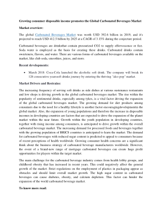 Carbonated Beverages Market Growth and Forecast to 2025
