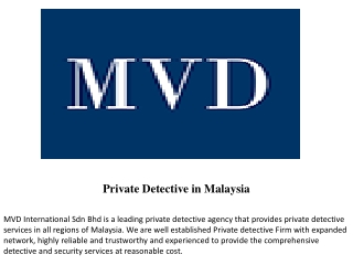 Private Detective in Malaysia
