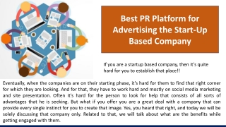 Best PR Platform for Advertising the Start-Up Based Company