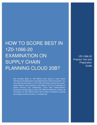 How to Score Best in 1Z0-1066-20 Examination on Supply Chain Planning Cloud 20B?