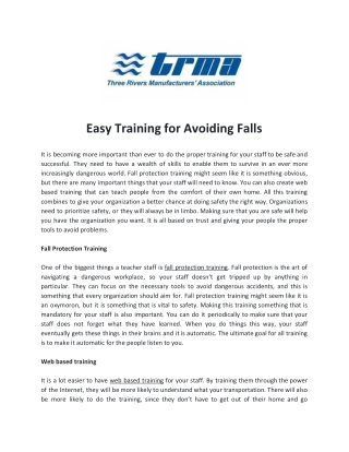 Easy Training for Avoiding Falls