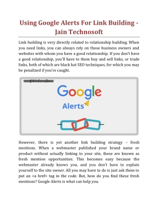 Using Google Alerts For Link Building - Jain Technosoft