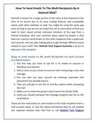 How To Send Emails To The Multi Recipients By A Hotmail Mail?