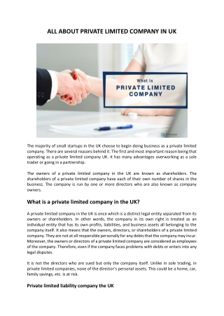 Do you the advantages of a private limited company?