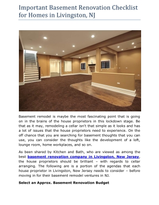 Important Basement Renovation Checklist for Homes in Livingston, NJ