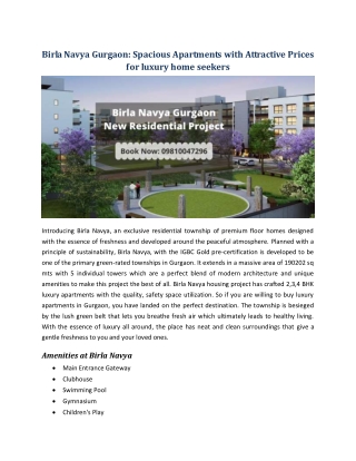 Birla Navya Gurgaon: Spacious Apartments With Attractive Prices for luxury home seekers!!