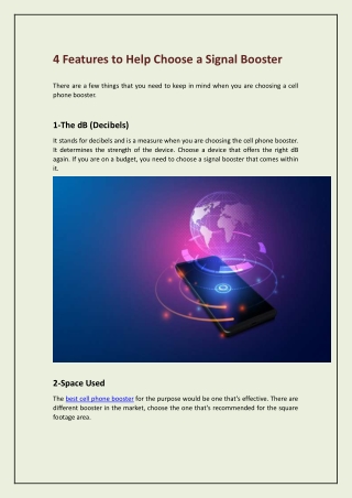 4 Features to Help Choose a Signal Booster