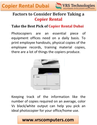 Copier Rental Service in Dubai, UAE