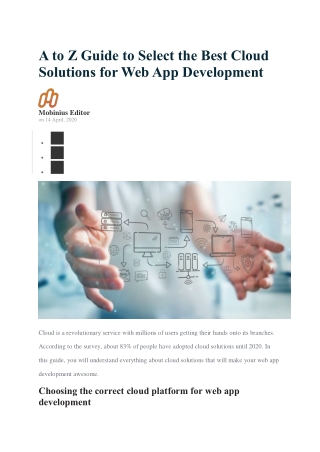 A to Z Guide to Select the Best Cloud Solutions for Web App Development