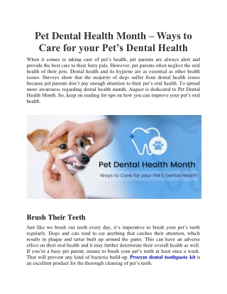 Pet Dental Health Month – Ways to Care for your Pet’s Dental Health