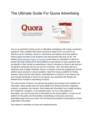 The Ultimate Guide For Quora Advertising