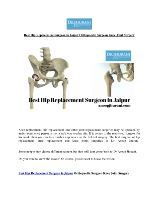 Best Hip Replacement Surgeon in Jaipur Orthopaedic Surgeon Knee Joint Surgery