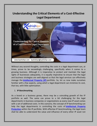 Understanding the Critical Elements of a Cost-Effective Legal Department