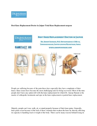 Best Knee Replacement Doctor in Jaipur Total Knee Replacement surgeon