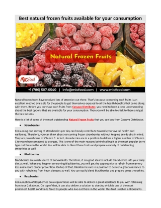 Best natural frozen fruits available for your consumption