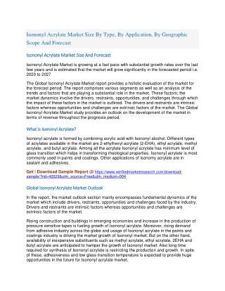 Isononyl Acrylate Market Size By Type, By Application, By Geographic Scope And Forecast