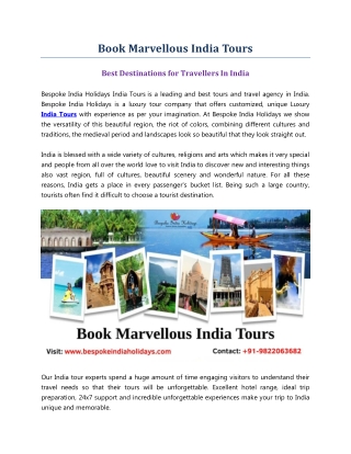 Book Marvellous India Tours