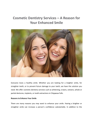 Cosmetic Dentistry Services – A Reason for Your Enhanced Smile