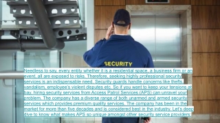 APS – The Ultimate Security Service Provider