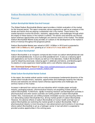 Sodium Borohydride Market Size By End Use, By Geographic Scope And Forecast