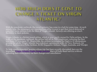 How much does it cost to change a ticket on Virgin Atlantic?