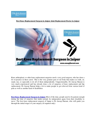 Best Knee Replacement Surgeon in Jaipur Joint Replacement Doctor in Jaipur