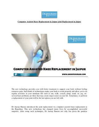 Computer Assisted Knee Replacement in Jaipur joint Replacement in Jaipur