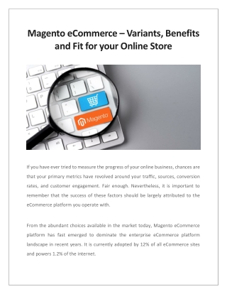 Magento eCommerce – Variants, Benefits and Fit for your Online Store