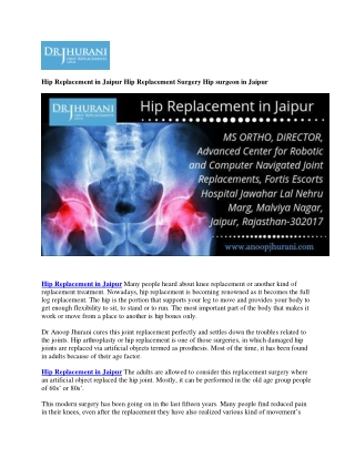 Hip Replacement in Jaipur Hip Replacement Surgery Hip surgeon in Jaipur