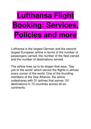 Lufthansa flight booking