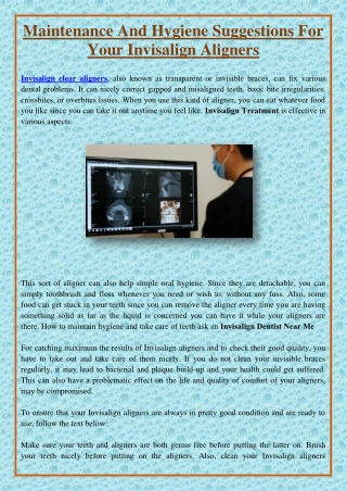 Maintenance And Hygiene Suggestions For Your Invisalign ligners