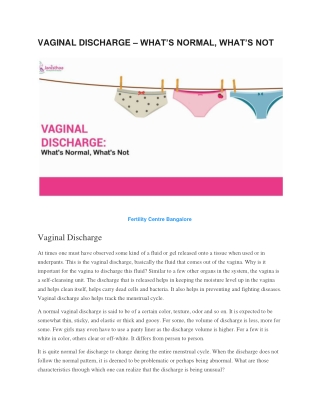 VAGINAL DISCHARGE – WHAT’S NORMAL, WHAT’S NOT