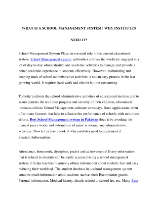 WHAT IS A SCHOOL MANAGEMENT SYSTEM? WHY INSTITUTES NEED IT?