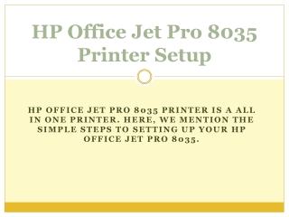 Hp Office Jet Pro 8035 Printer Setup